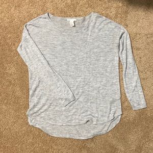 H&M Basic Sport Heather Light Gray Scoop Neck Long Sleeve Tee